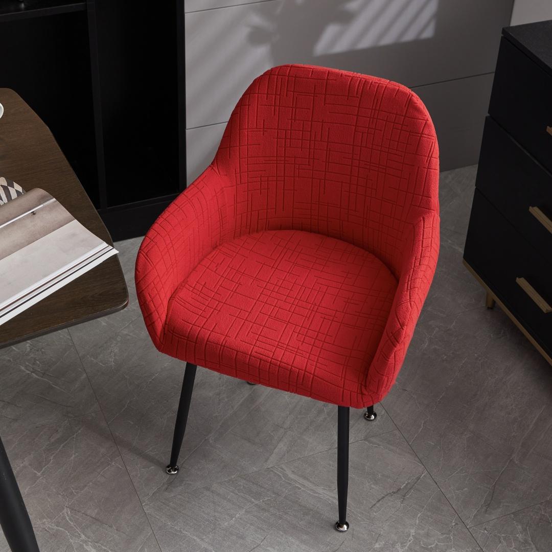 

1/4 шт. Водоотталкивающий жаккардовый чехол на стул из эластичного полар-флиса с геометрическими линиями, для декора стула в гостиной, столовой 1pc красный