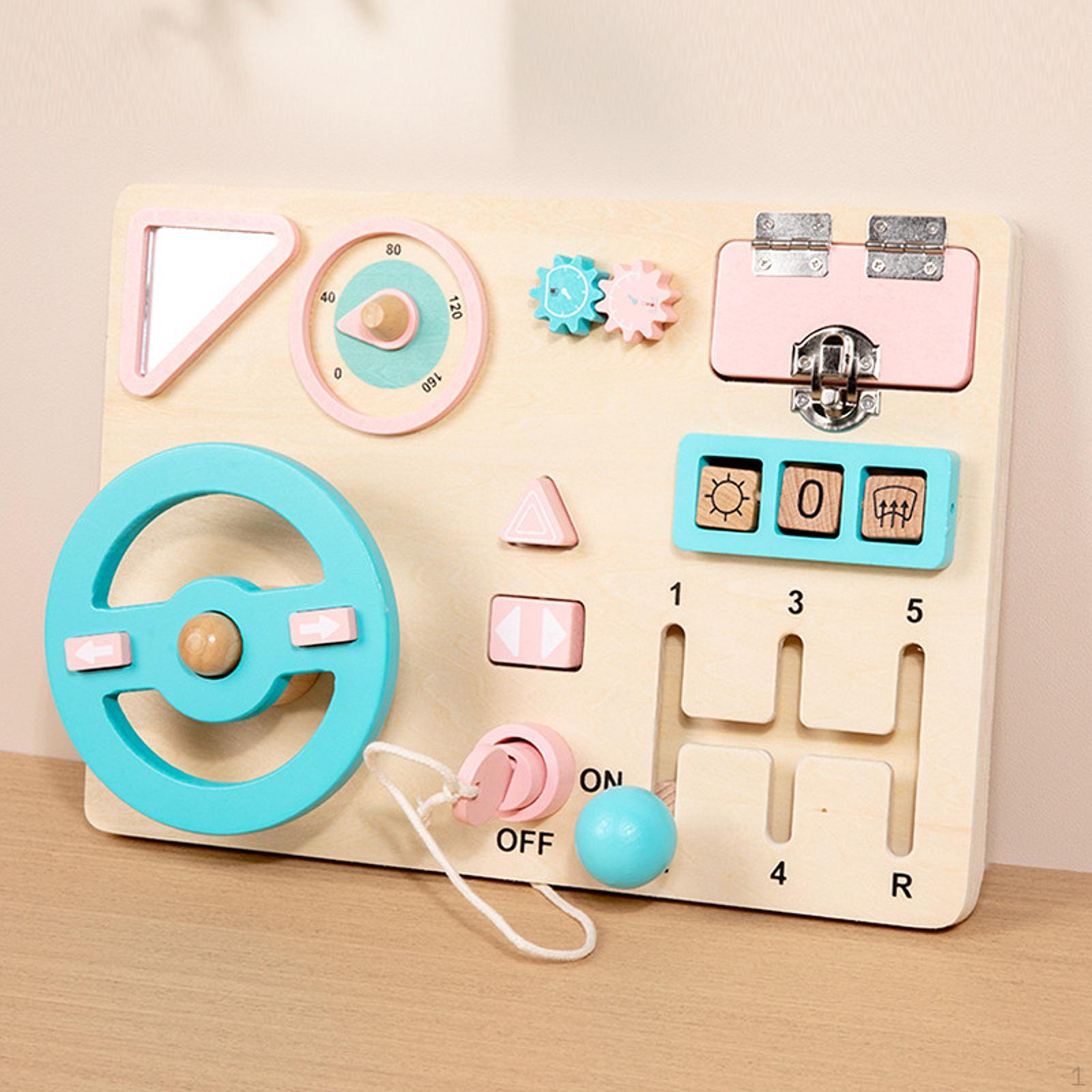 

Car Driving Steering Wheel Toy Educational Tool Wood Portable Motor Skills Birthday Gifts Busy Board
