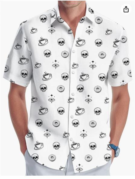 Summer Hawaiian Shirt Men's Fashion Digital Printing Short Sleeve One Hong Kong Trendy