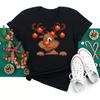 Merry Christmas Women's Fashion Santa Claus with Deer Women O-Neck Top Girls Lucky Deer T-shirts Harajuku Short Sleeve Casual