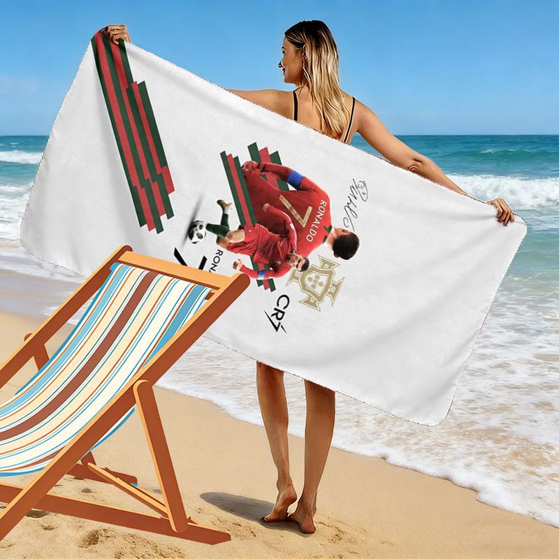 CR7 Print Beach Towel, Large Soft Quick Dry Towel for Beach Camping Swimming