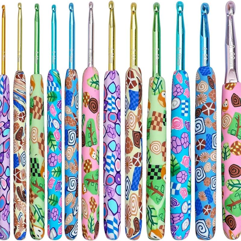 Coopay Complete Crochet Hooks Set for Beginners, 2.25mm-8mm Crochet Hook, Ergonomic Crochet Hooks for Arthritic Hands, Cute Animal Print Comfort Grip