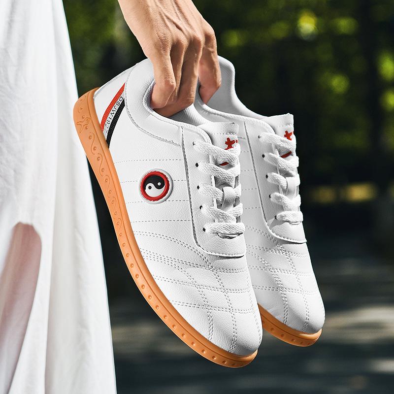 Men's Lightweight Non-Slip Tai Chi Shoes with Cowhide Sole, Leather Surface, Sizes 35-44