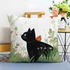 Cute cartoon little black cat Cushion Cover Washable Linen comfort Soft  for Sofa Bed Cozy Home Room Decor