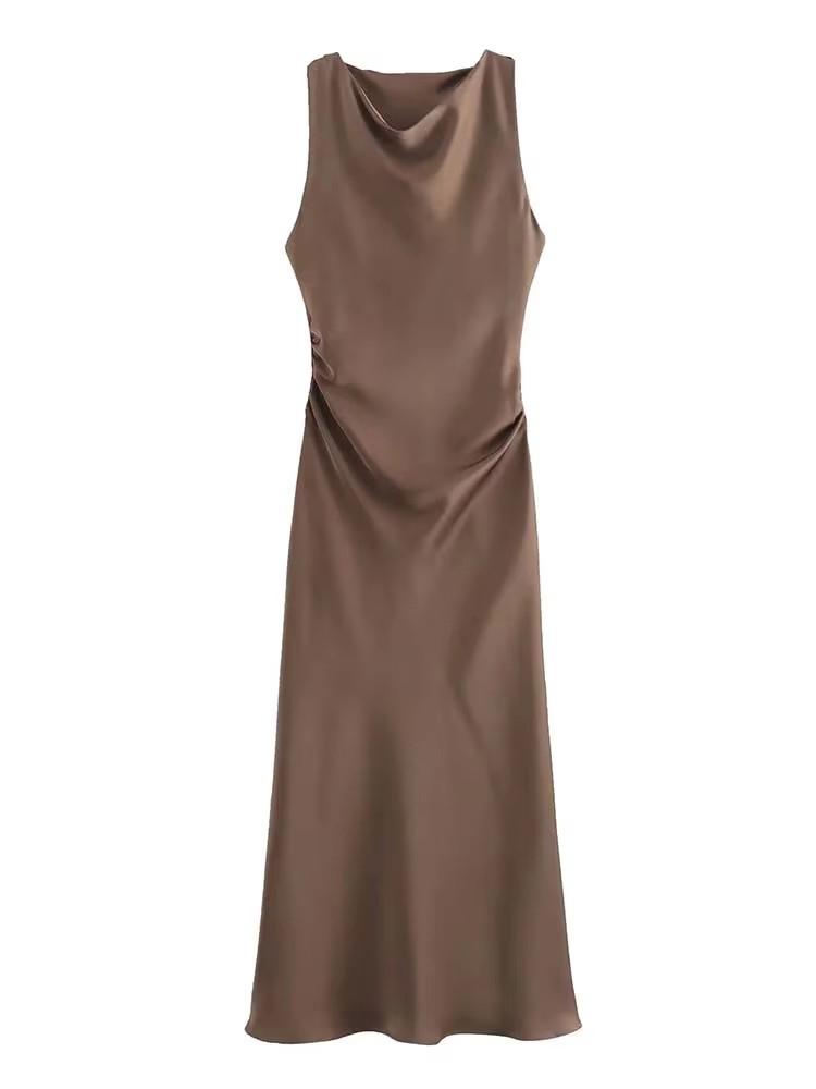 Satin Long Dresses for Women 2026 Summer Slip Midi Dress Woman Sexy Evening Party Dress Sleeveless Female Elegant Dresses