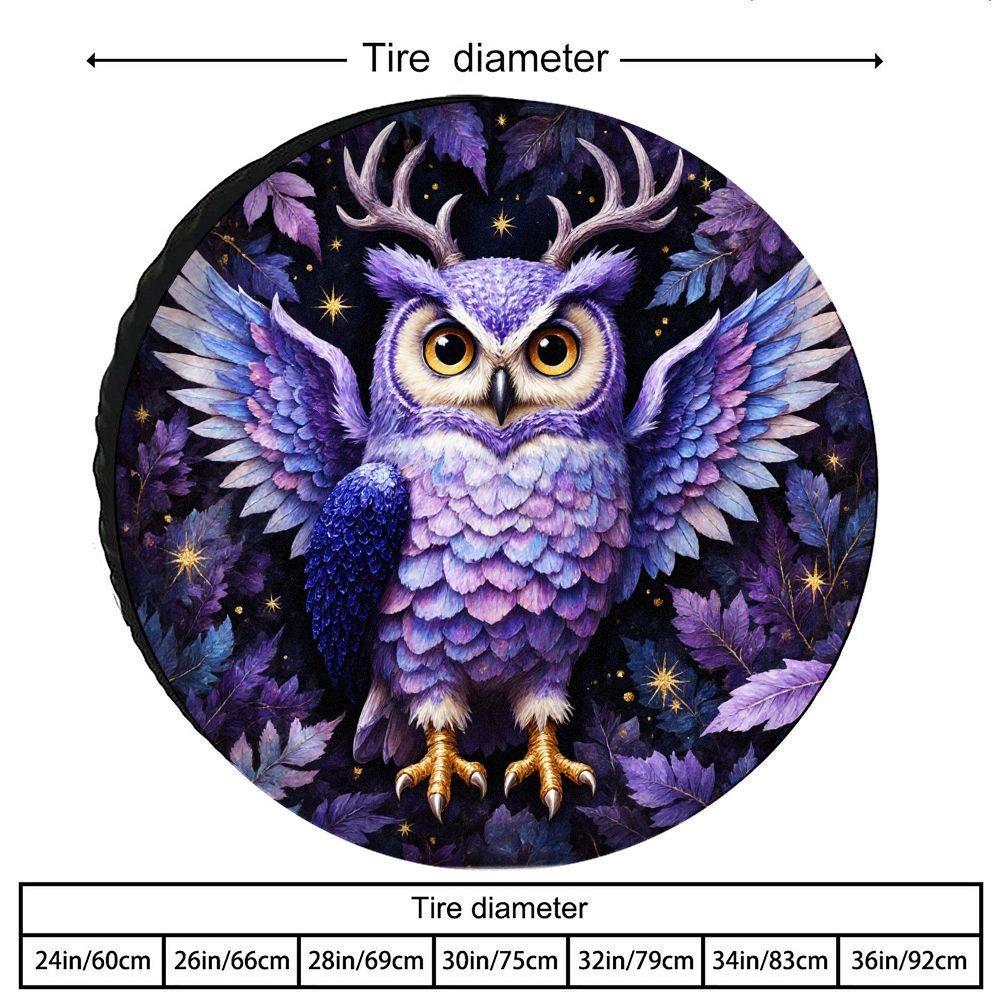 Fantasy Owl Spare Tire Cover Waterproof Polyester Protector for Trailer SUV Truck