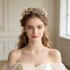 Goldfarbene Luxus-Kristall-Hochzeitstiara und Kronen Party Strass Abschlussball Braut Diadem Krone Tiara für Damen Braut Haarschmuck