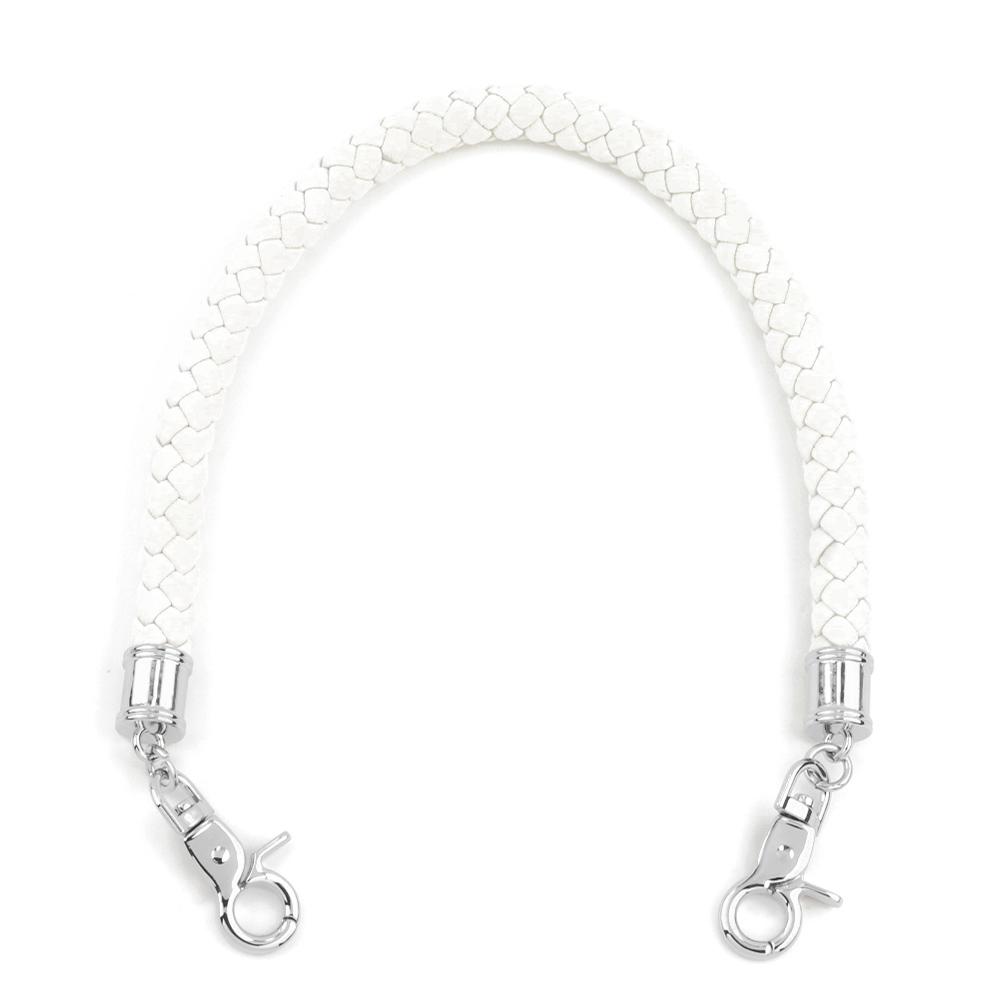 

45cm PU Leather Braided Rope Handles for Handbag Shoulder Bag Strap DIY Handmade Purse Accessories Silver Metal Hook Buckle білий