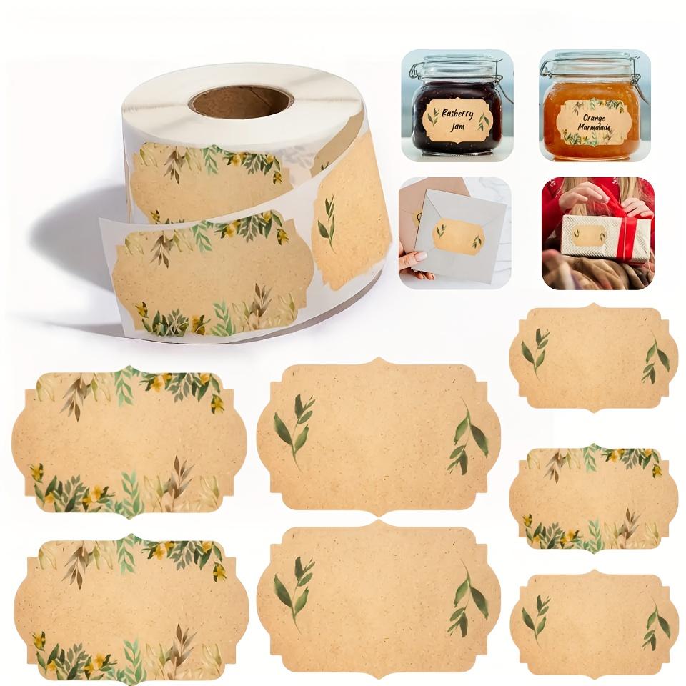200/400pcs Roll of Kraft Paper Label Stickers Designed for Jars And Lids,Featuring Floral Designs,Pantry labels,Canning Supplies