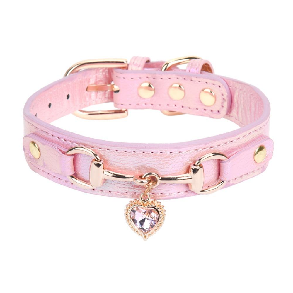 

Ошейник для кошек и собак со сверкающими стразами из искусственной кожи для щенков, регулируемый ошейник для собак Pink / XS