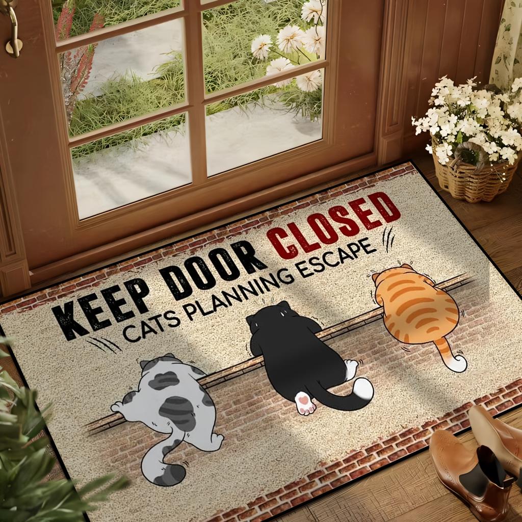 1Pcs Anti Fatigue Kitchen Rugs Cute Cat Print Waterproof Non-Slip Thick Cushioned Kitchen Mat Heavy Duty Comfort Standing Mat for Kitchen