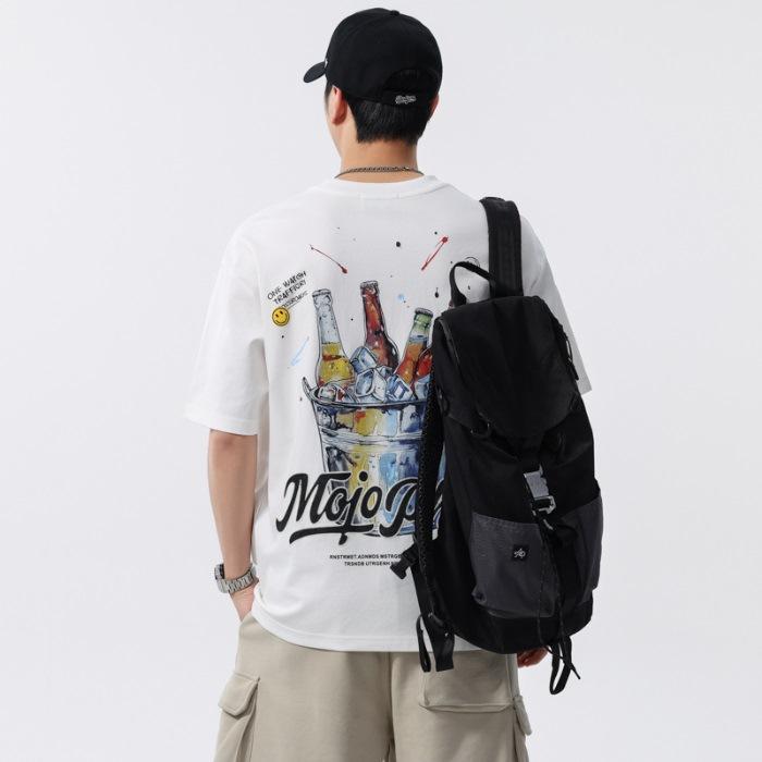 

Новая летняя футболка с коротким рукавом, модная, универсальная, с принтом, модная, с ощущением прохлады 4XL белый