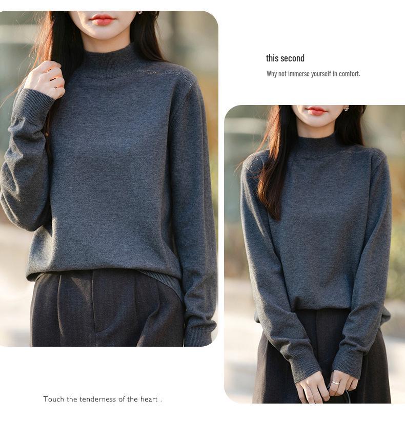 French Minimalist Rhinestone High Neck Knit Sweater for Women - 2025 Edition Thick Warm Base Layer
