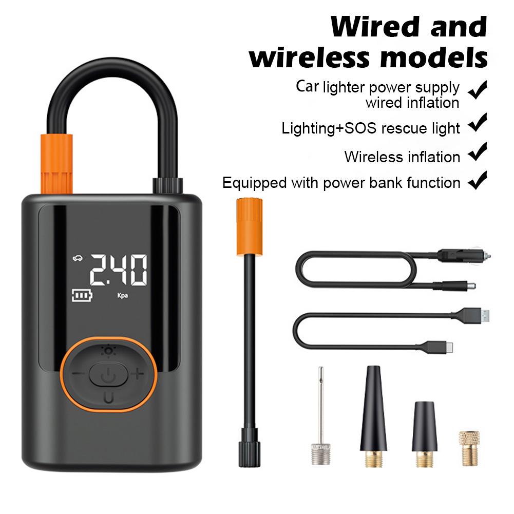

Беспроводной автомобильный воздушный компрессор воздушный насос цифровой дисплей электрический насос для накачивания шин для мотоцикла велосипеда авто шины с подсветкой чёрный