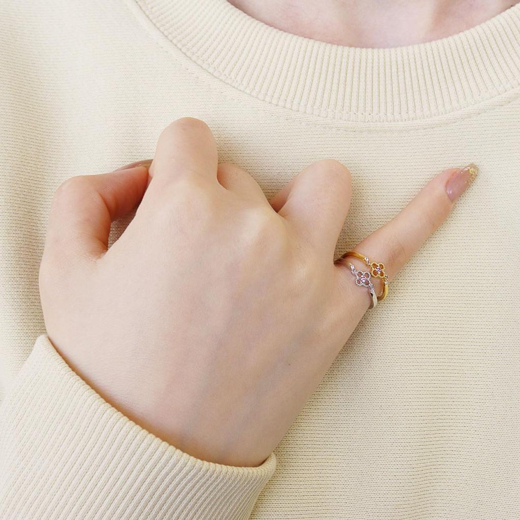 Lala Christie Women's Pinky Ring In Silver 925 and Yellow Gold, August Birthstone, Peridot, Natural Zirconia, SV925, Size 7