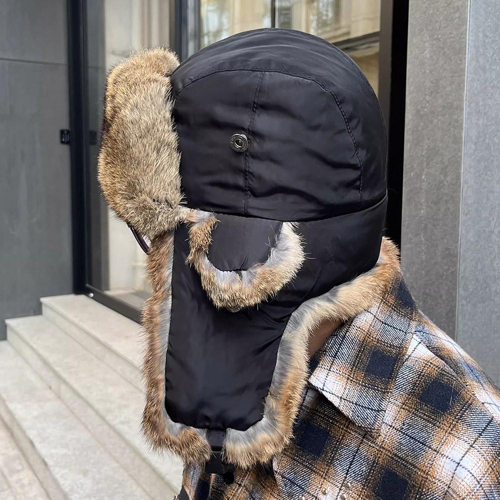 Men Women Russian Hat Trapper Bomber Hats Winter Thermal Outdoor Lei Faux Snow Hat Ushanka Fur Earflap Caps For Outdoor Cycling