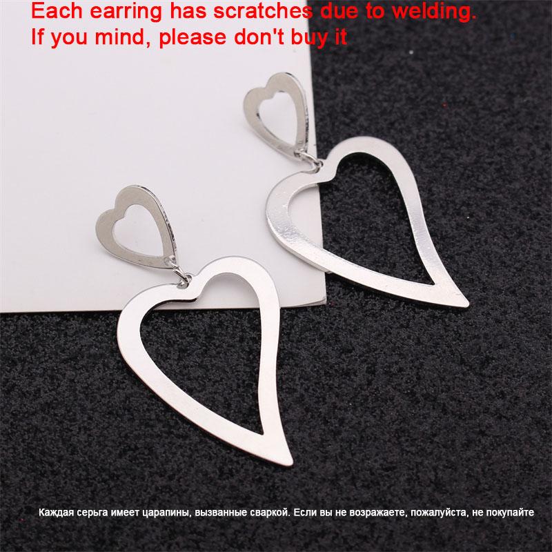 Heart Drop Earrings for Women Hollow Geometric Statement Pendants Hanging Earrings Uneven Alloy Dangle Earrings Boucle D'oreille