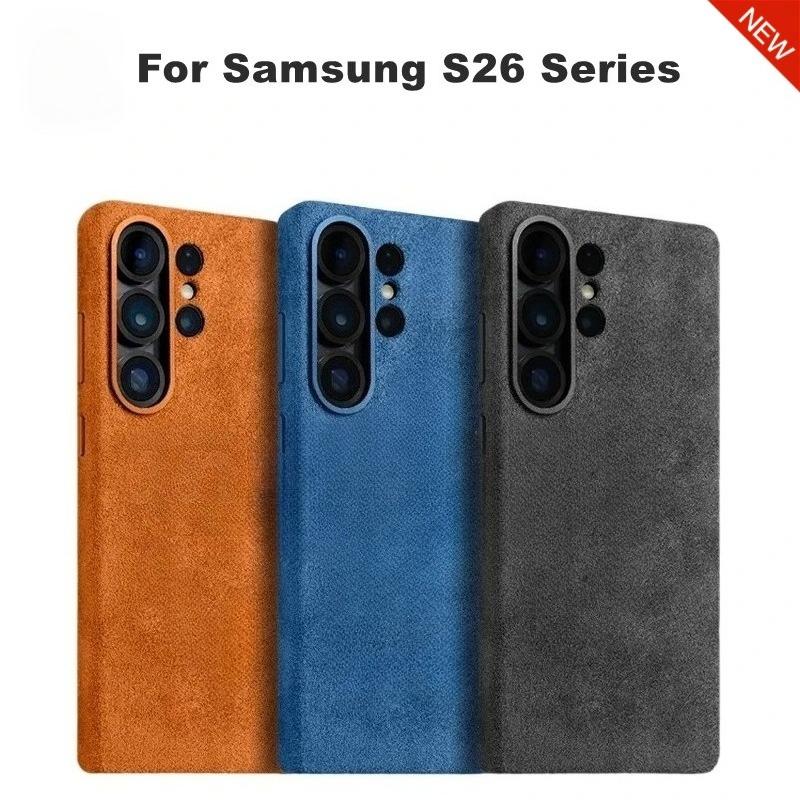 Genuine Italy Alcantara Leather Wireless Charge Phone Shell For Samsung Galaxy S26 Ultra Plus Full-pack Shockproof Protect Cover