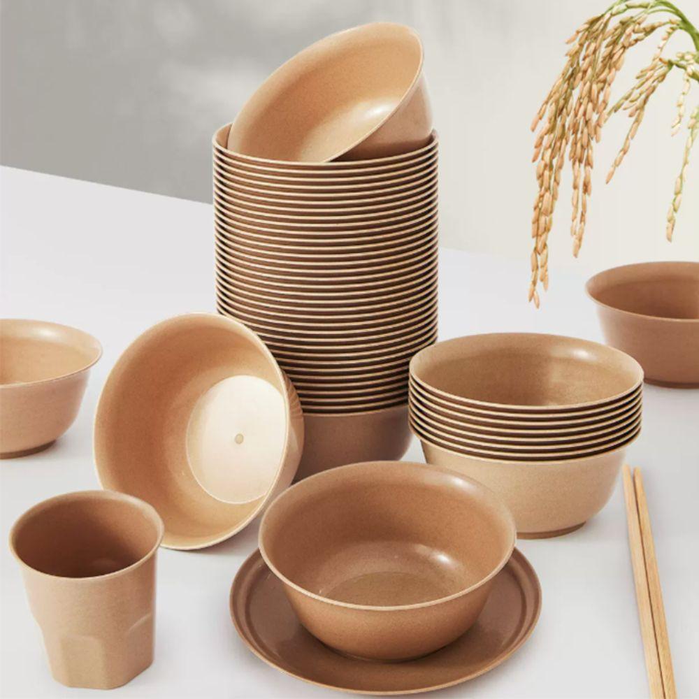 20PCS Heat-Resistant Party Bowl Rice Husks Picnic Bowl Ice Cream Bowl Fruits Bowl  Outdoor