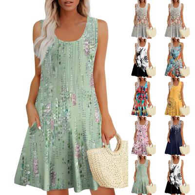 Womens Summer Dresses Loose  Sleeveless Sundresses Dress With Pockets