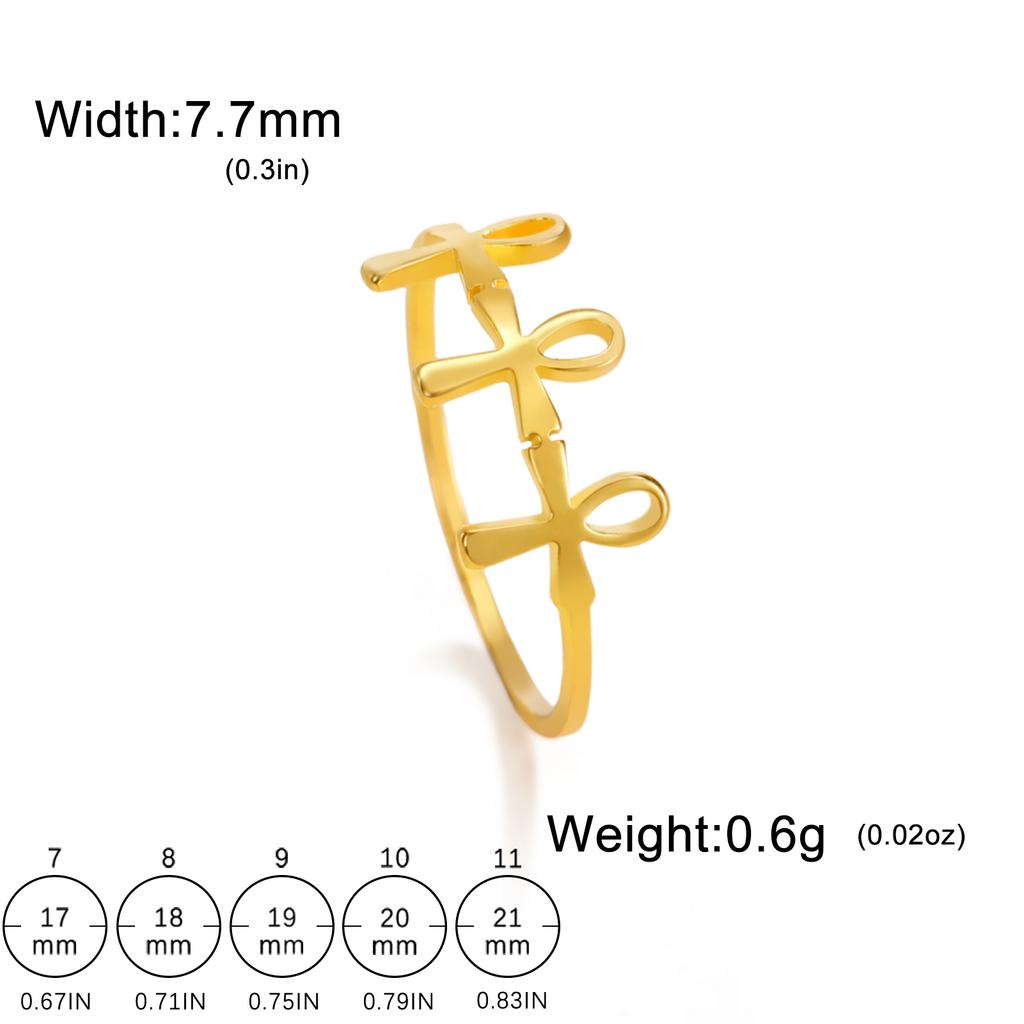Amulet Egypt Ankh Cross Ring Stainless Steel Finger Rings Retro Egyptian Key of Life Jewelry Birthday Gift for Women