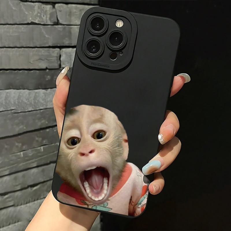 Cute Little Monkey Pattern Phone Case Suitable for iPhone 17 16 15 14 13 12 11 Pro/Max/Plus Anti Drop and Shockproof Back Cover