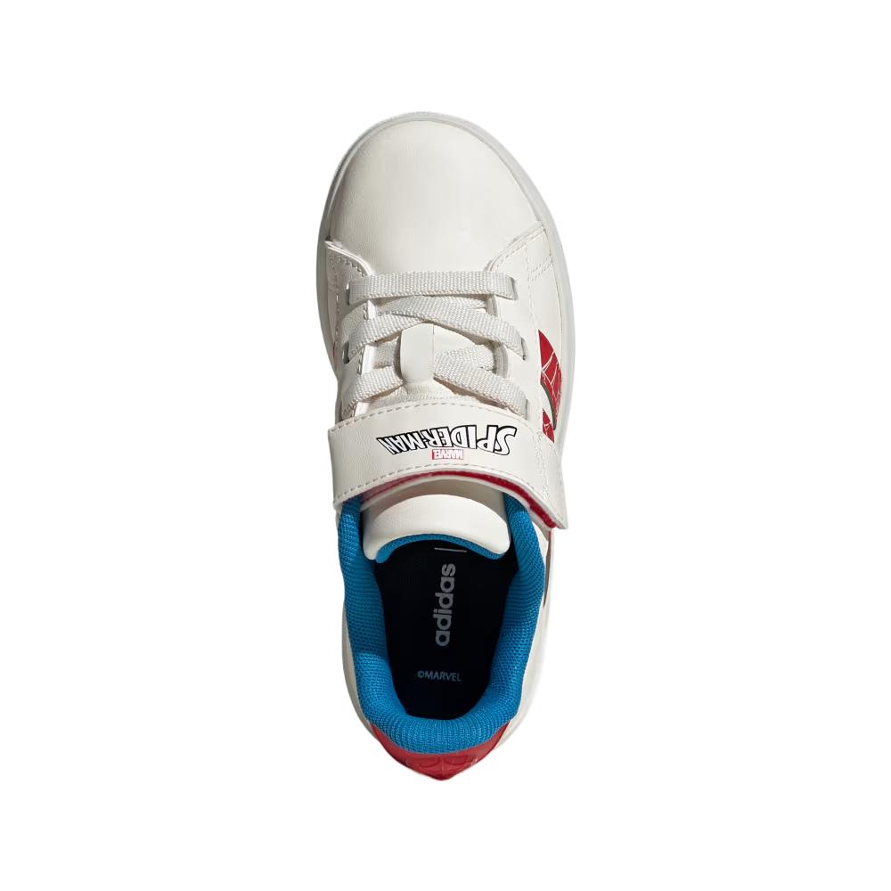 adidas Marvel x Grand Court K Spider-Man - Red Web Stripes Kids Sneakers White Cloud-White Pure-Ruby JS0778