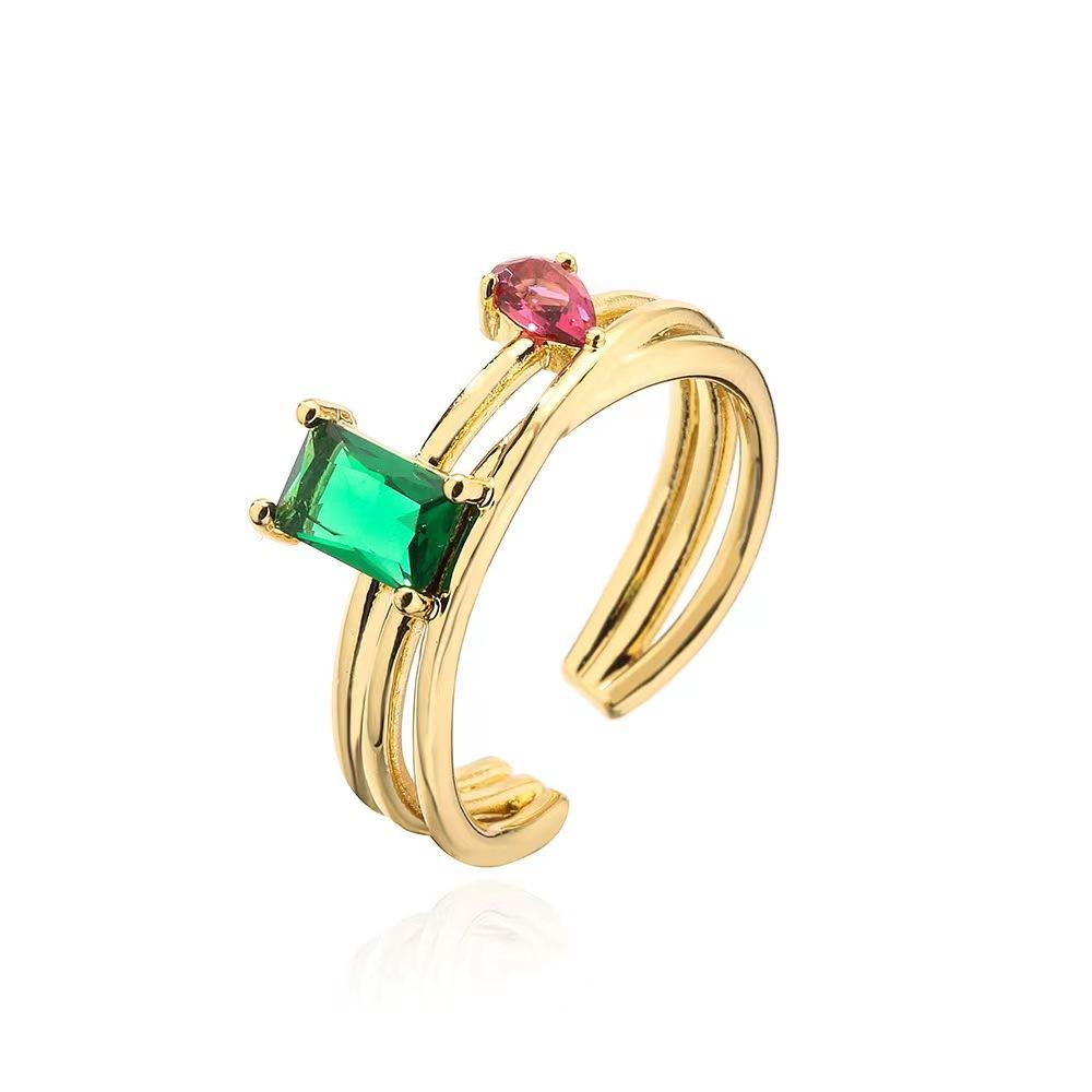 High-end retro green zircon ring European and American style temperament fashion ring