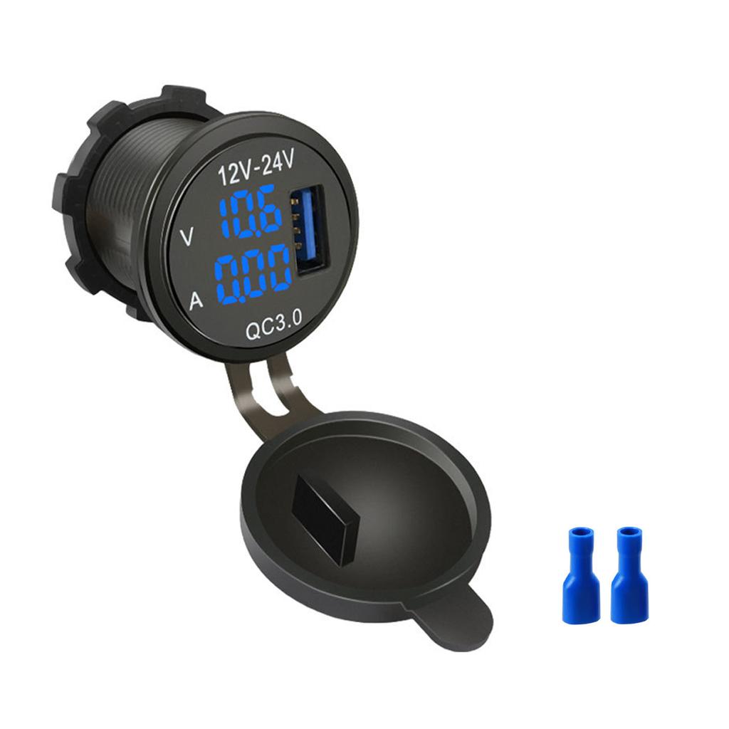 New Car Voltmeter QC 3.0 USB Charger Socket Power Outlet Digital Voltmeter Ammeter Monitoring For Car Boat Marine Rv Motorcycle