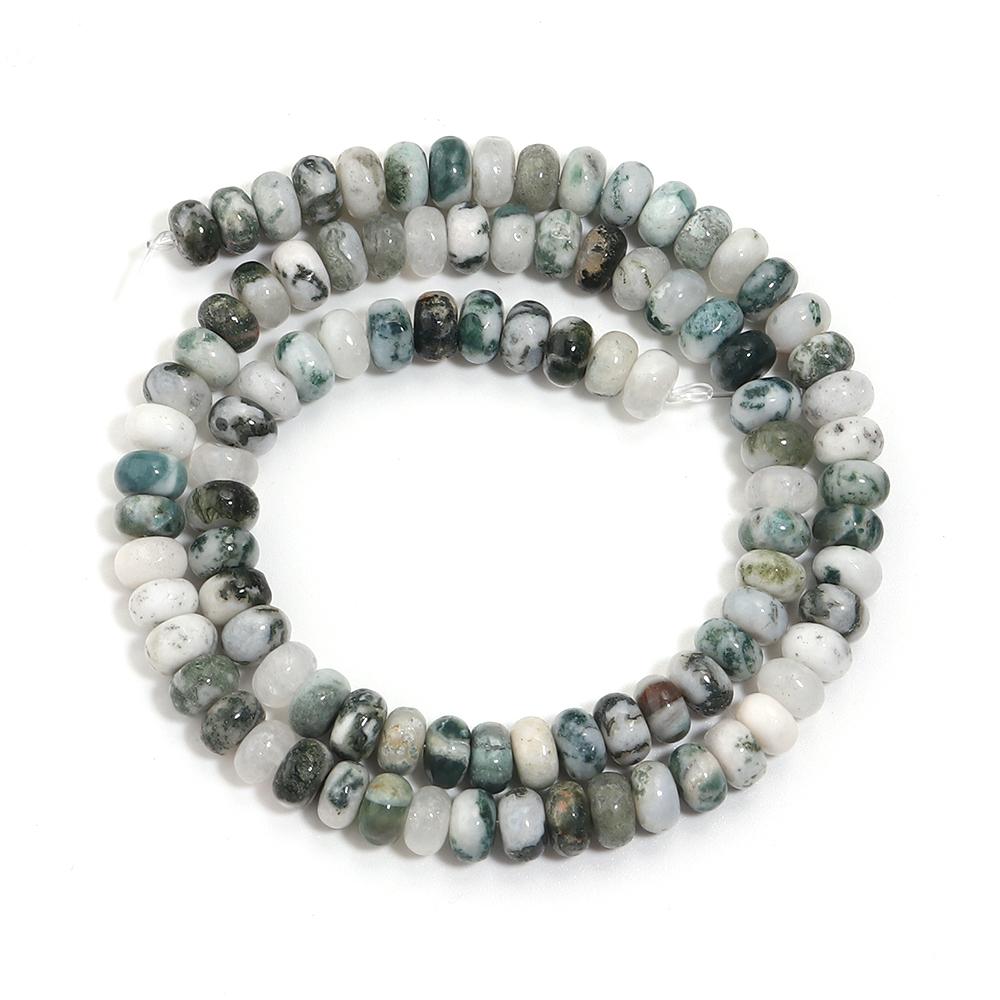 Natural Stone Beads 4 6 8mm Tree Pattern Abacus Flat Round Loose Spacer Beads For Jewelry Making DIY Bracelets Necklace Supplies