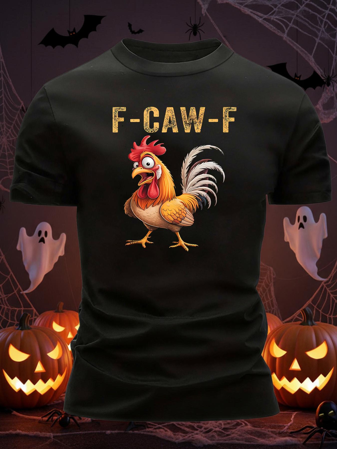 

Fcawf Funny Chicken F-Caw-F Graphic T-Shirt - Men S Dark Green Tee with Rooster Design S