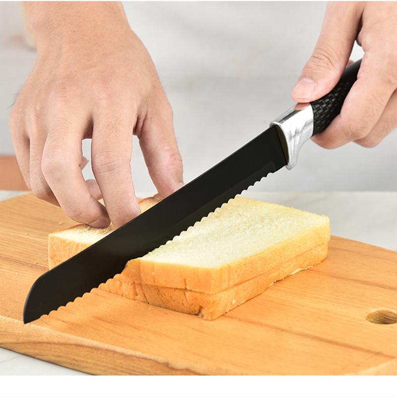 Seven Piece Knife Black Steel Hollow Cheese PIZZA Knife Gift Color Box Kitchen Stainless Steel Set Tool