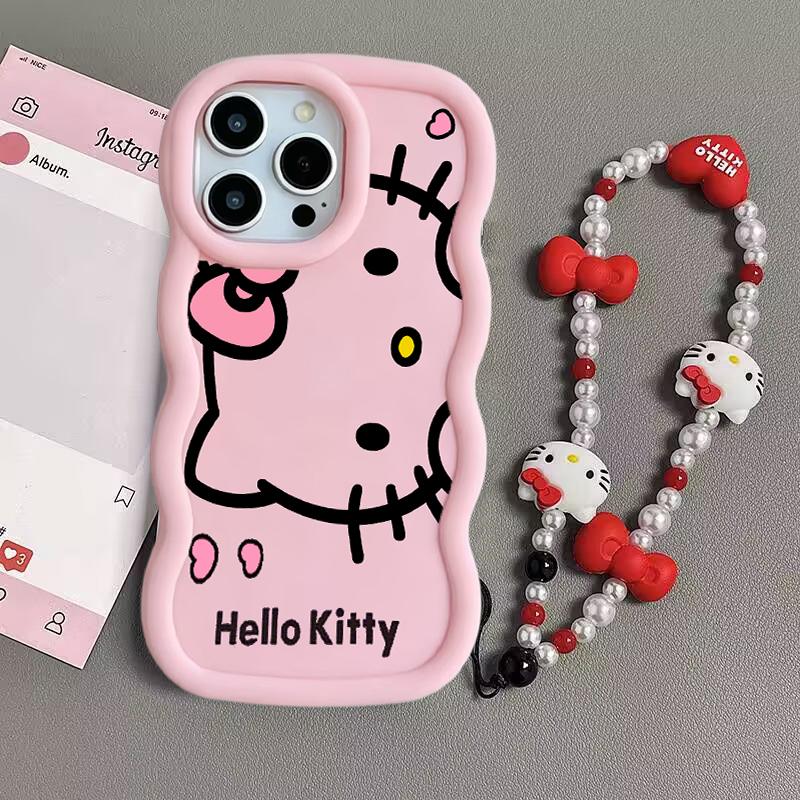 Pink Line Hello Kitty Chain Casing For Huawei Honor 400 Lite Pro 90 Lite X9A X9B X8A X8C X8B X8 X7A X7B X5C 5G INS Sanrio Case