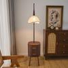 American Retro Style Floor Lamp with Drawer and Side Table for Living Rooms and Bedrooms