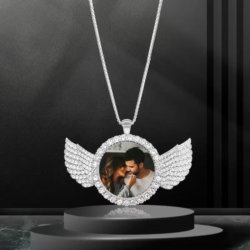 Collana con ali personalizzata con immagine, regalo commemorativo, adatta come regalo per fidanzato, regalo per fidanzata, regalo per la festa del papà