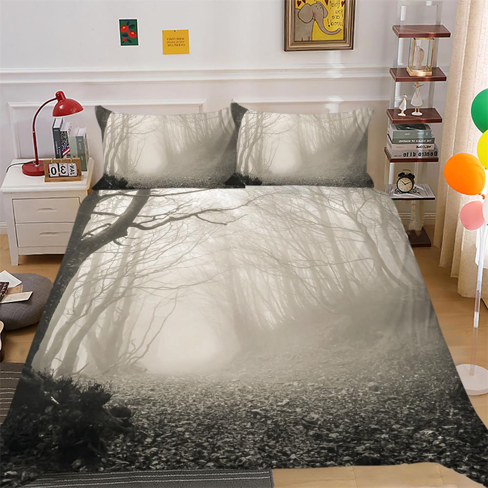 Bedrucktes Trösterbezug-Set „Scenery“, Doppelbettgröße, Mikrofaser-Heimbettwäsche, modische High-End-Heimtextilien für Teenager