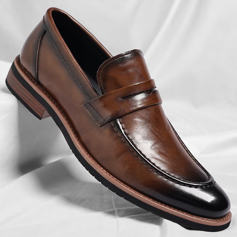 New Soft Leather Loafers Breathable Leather Casual Shoes British Style Business Bean Shoes Slip On Flats Leisure Walk Moccasins