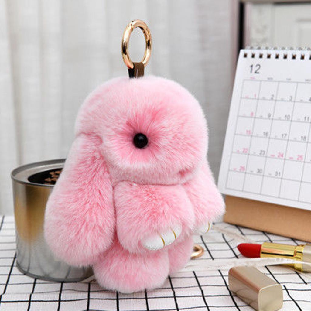 15cm Fluffy Bunny Keychain Rabbit Fur Keychain Women Bag Car Key Chain Pendant Decoration Jewelry Bags Hangings Accessories Gift
