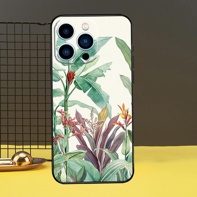 Tropical Leaves Case For iPhone 15 14 13 12 11 Pro Max X XR XS 7 8 Plus SE 2022 12 13 Mini Bumper Cover