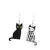1Pair Halloween Black Cat Exposed Bone Drop Earrings Fashion Acrylic Skull Black Cat  for Women Festival Birthday Gift