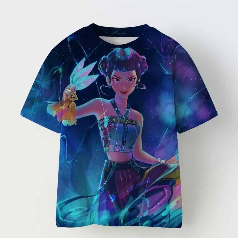 Summer Fashion Women's T-shirt Anime Demon Hunters Print Kids Girl Daily Casual Pullover Women's Top Tees Clothing