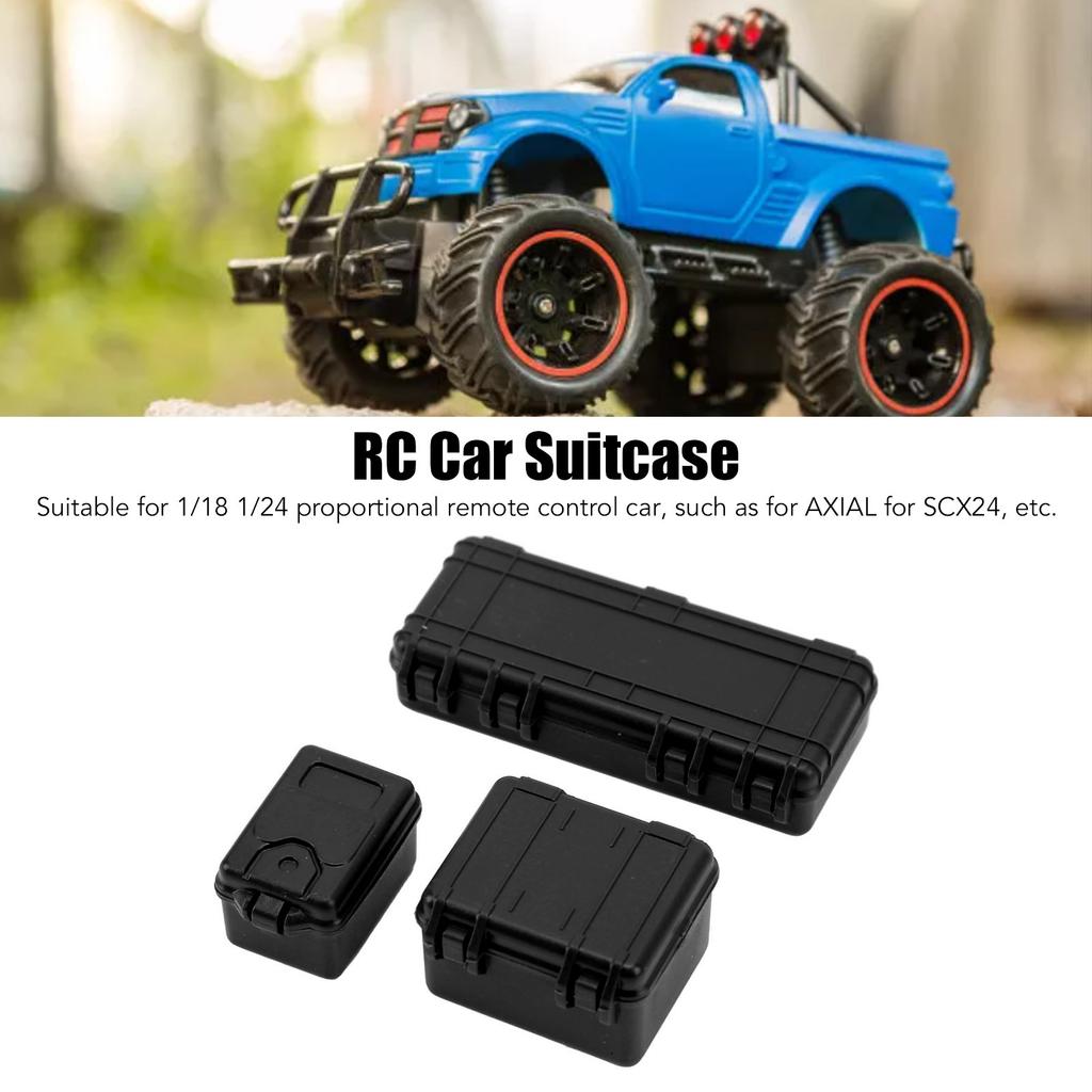 3 Pcs RC Car Simulation Luggage Case Large Medium Small RC Crawler Suitcase Decoration for 1/18 1/24 Black