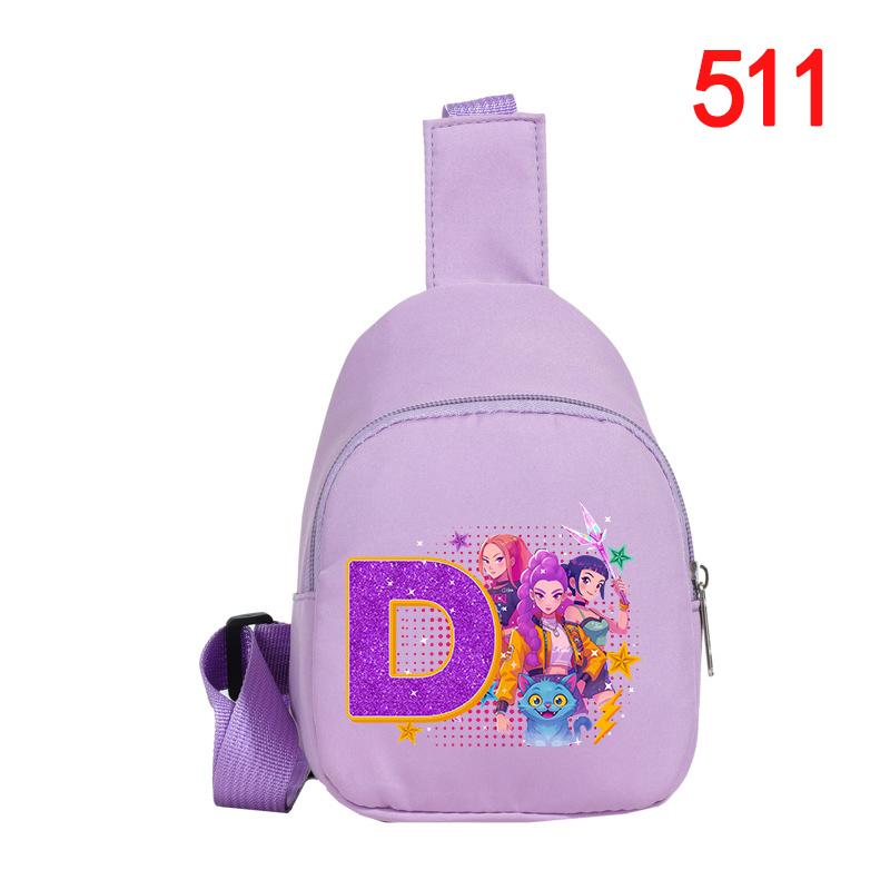 KPop Demon Hunters Chest Pack for Girls Anime Cartoon 26letters Cloth Shoulder Bag Students Mini Portable Crossbody Pouch Durable Gifts