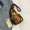 Cartoon small bag 2025 new Japanese cute girl niche plaid versatile single shoulder portable messenger small square bag