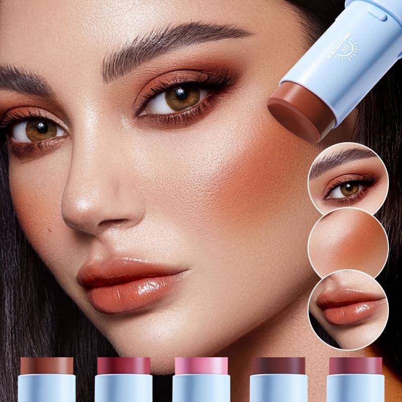 2-in-1 SPF Sunscreen Blush Stick, Jelly Texture Rotating Cheek Tint Natural Glow Finish, Waterproof and Sweatproof Blush Stick Portable Makeup
