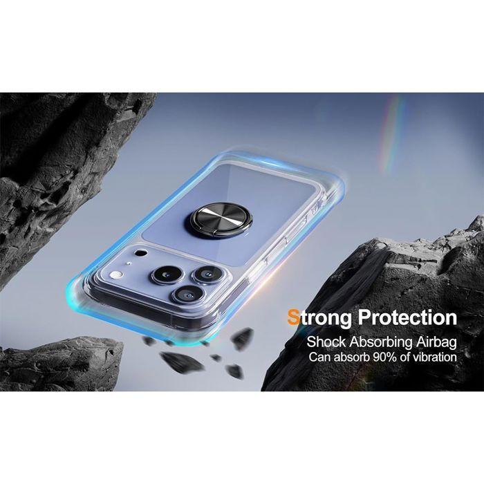 Handyhülle - BOOLING - iPhone 17 Pro - Stoßfestes Silikon - Drehbarer Ring - Transparent
