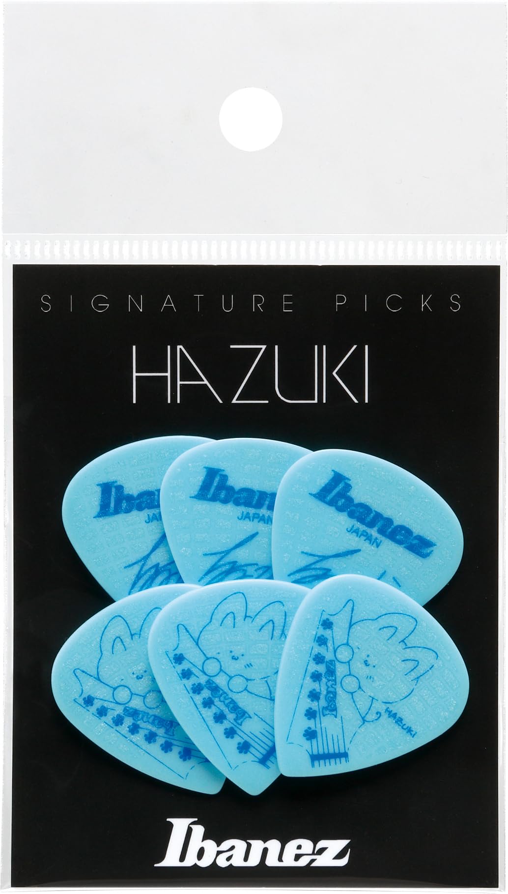 Ibanez HAZUKI Model Light x 6 picks 1 pack Picks, Teal, 1000HZK-LT (P1000HZK-LT)