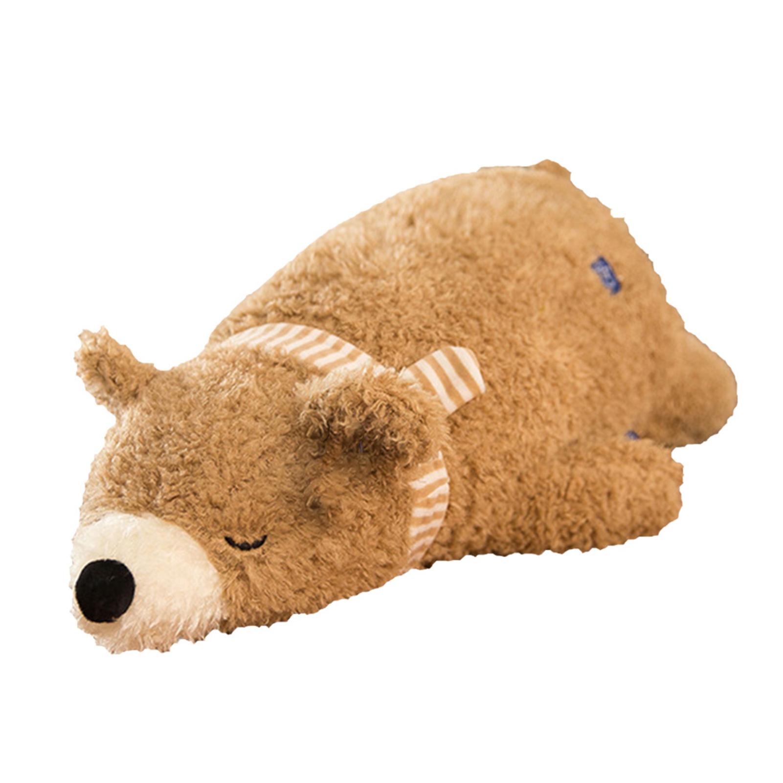

Polar Bear Plush Toy Large Brown Sleeping Bear Huggable Throw Pillow For Boy