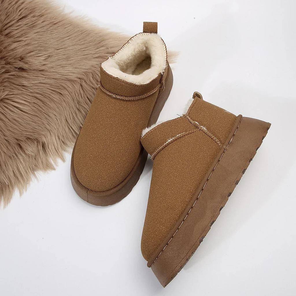 Damen Winter Warme Schneestiefel Wasserdicht Rutschfest Baumwollschuhe Damen Gefütterte Verdickte Plateau Stiefeletten Botas Mujer