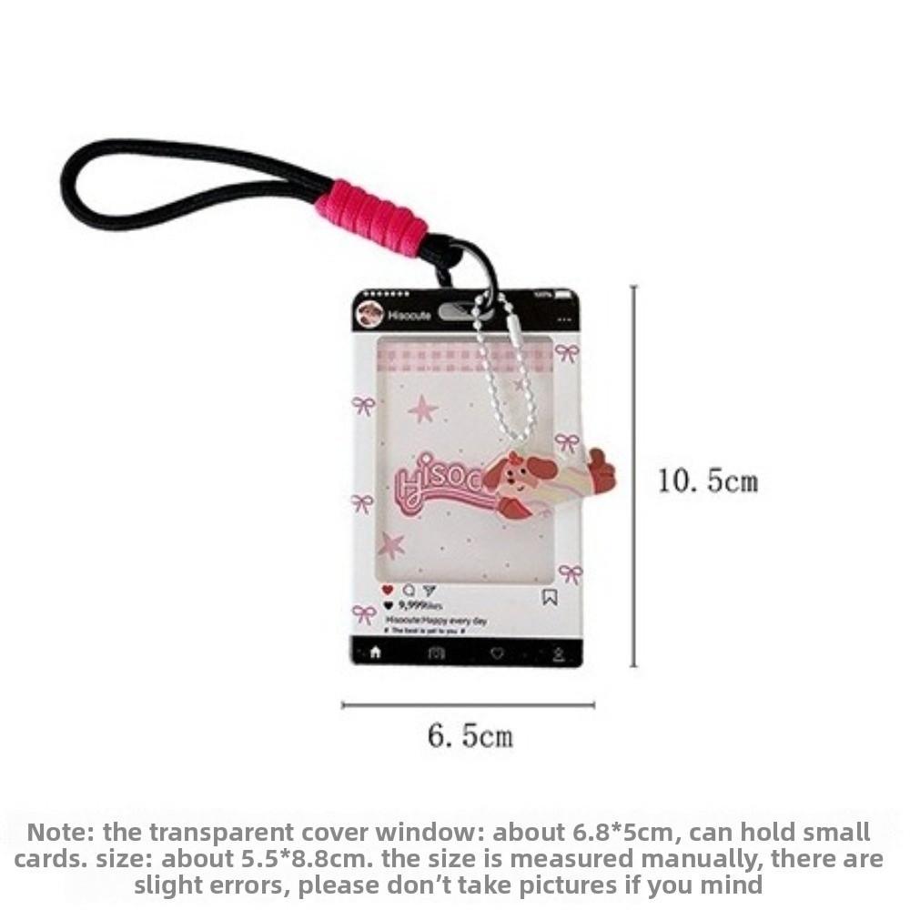 Portable Sliding Keychain Card Holder with Transparent Window Wristlet Lanyard K-Pop Idol Photo Card Storage Case Bag Pendant